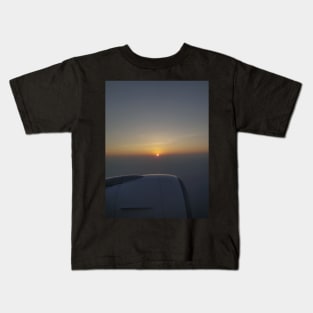 Beautiful Calm Serene Orange Red Sunset At 35000feet Kids T-Shirt